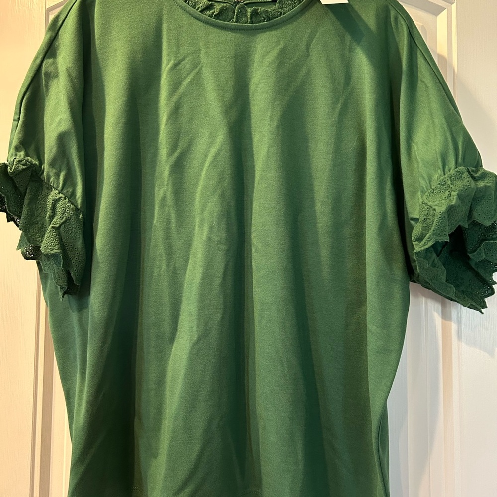 Green Ruffle Sleeve Top